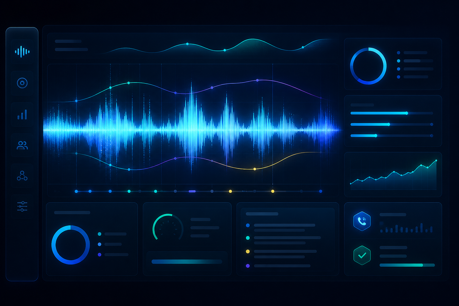 AI platform visual with a call analytics waveform