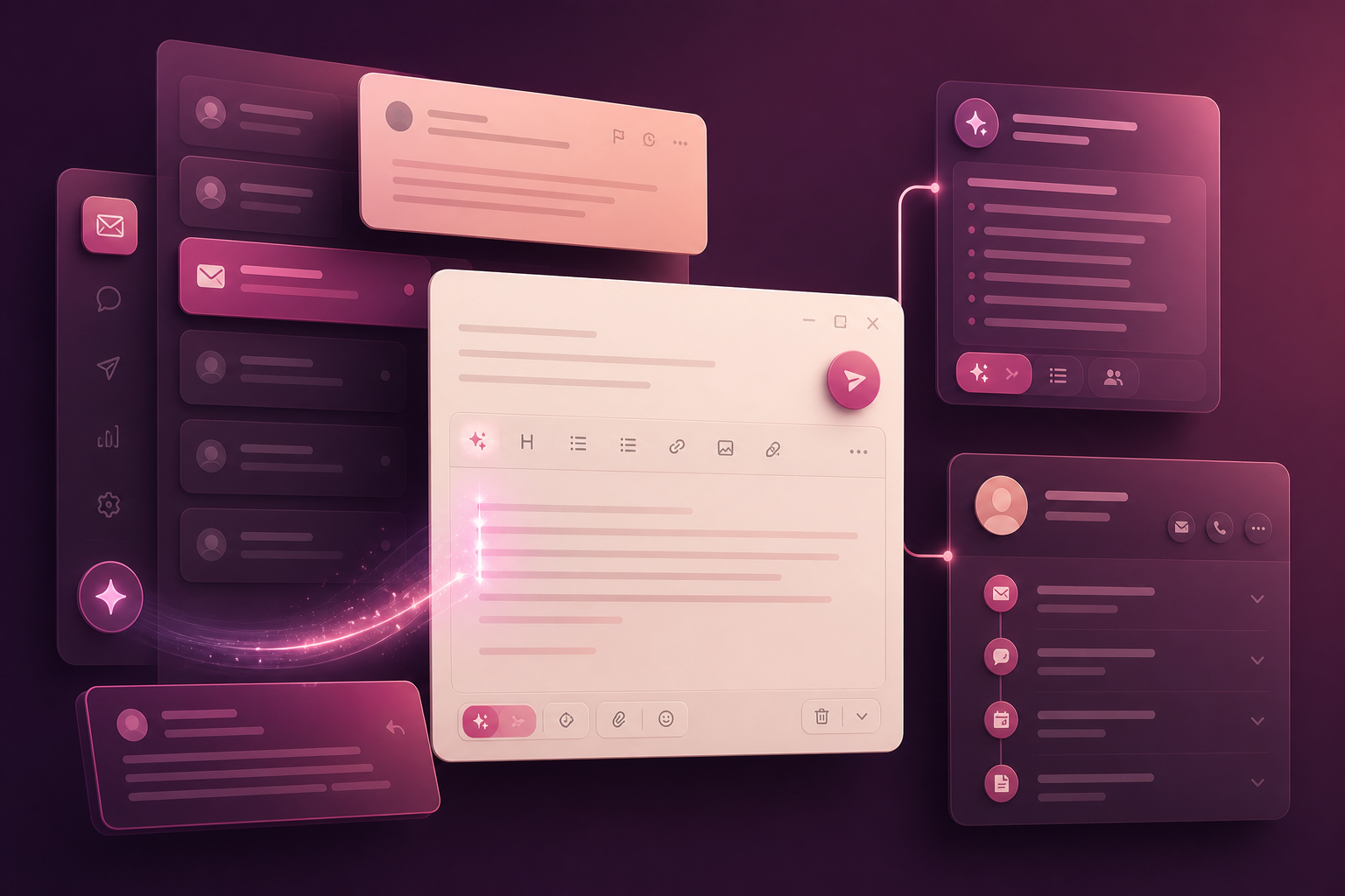 AI platform visual featuring an intelligent email module